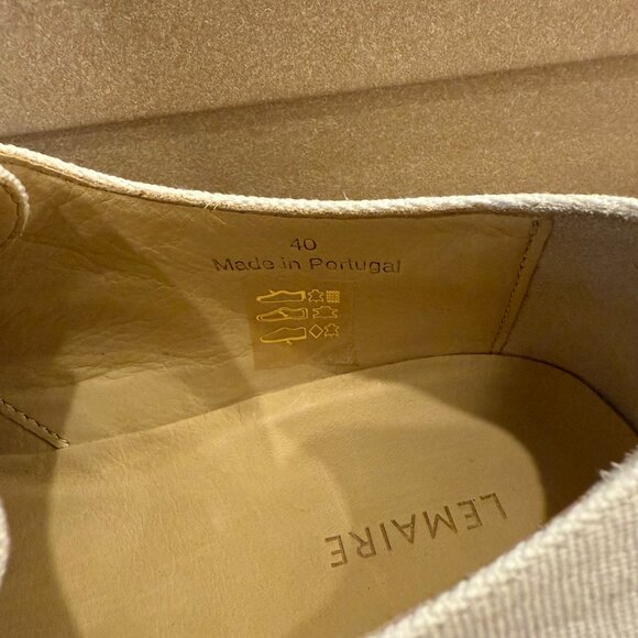Lemaire Leather Canvas Derbies in White (US 7.5, EU 40/41)